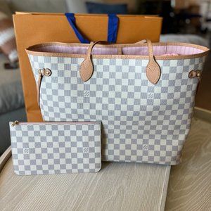 Louis Vuitton Neverfull GM Damier Azur with Rose Ballerine